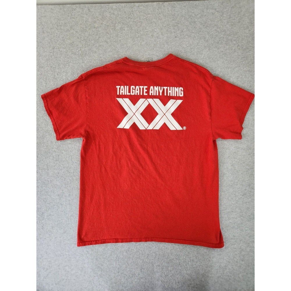 Red Dos Equis Graphic T Shirt Adult Large Tailgate Anything Beer Promotional‎